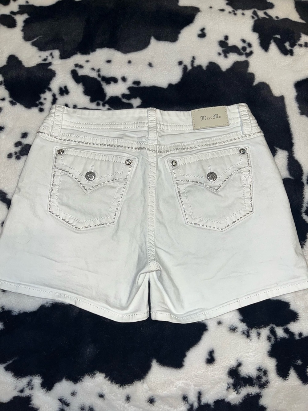 Miss Me White Embellished Back-Pocket Denim Shorts